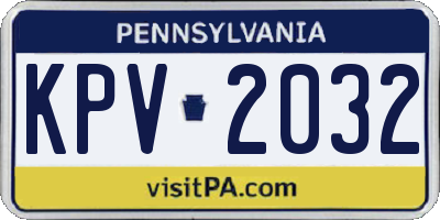 PA license plate KPV2032
