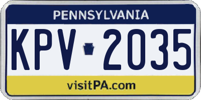 PA license plate KPV2035