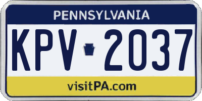 PA license plate KPV2037