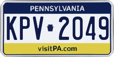 PA license plate KPV2049