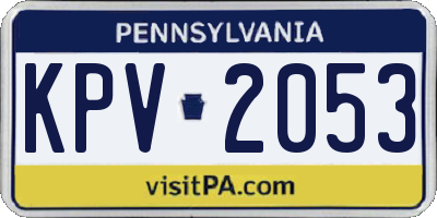 PA license plate KPV2053