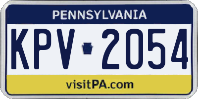PA license plate KPV2054