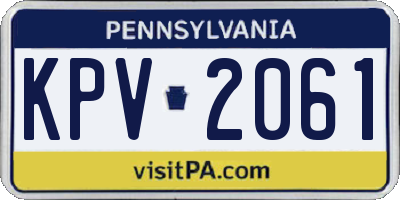PA license plate KPV2061