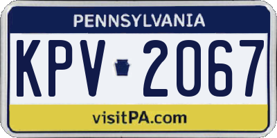 PA license plate KPV2067