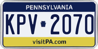 PA license plate KPV2070