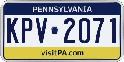 PA license plate KPV2071