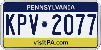 PA license plate KPV2077