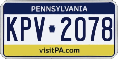 PA license plate KPV2078