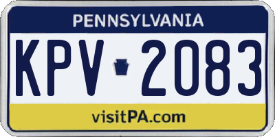 PA license plate KPV2083