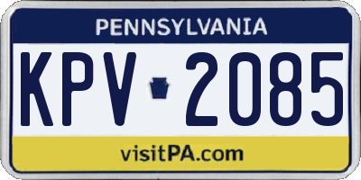 PA license plate KPV2085