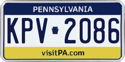 PA license plate KPV2086