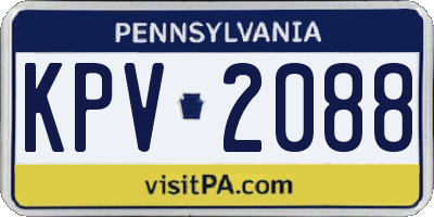 PA license plate KPV2088