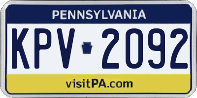 PA license plate KPV2092