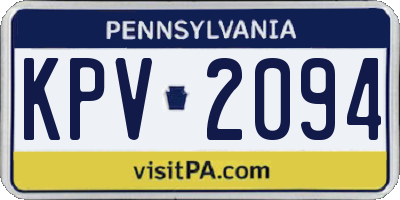 PA license plate KPV2094