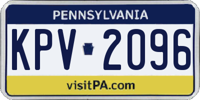 PA license plate KPV2096