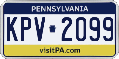 PA license plate KPV2099