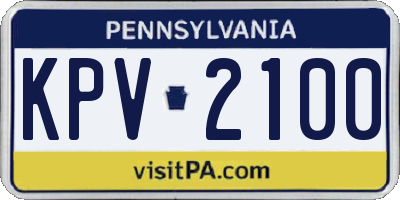 PA license plate KPV2100