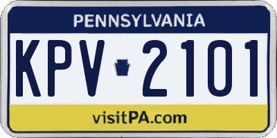 PA license plate KPV2101