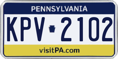 PA license plate KPV2102