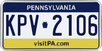 PA license plate KPV2106
