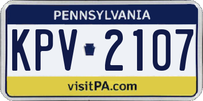 PA license plate KPV2107