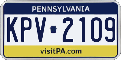 PA license plate KPV2109