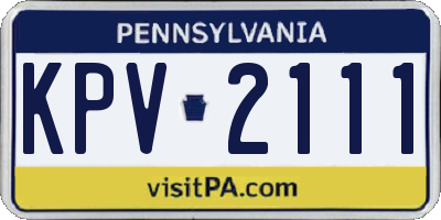 PA license plate KPV2111