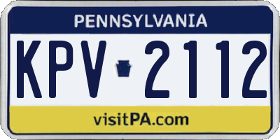 PA license plate KPV2112