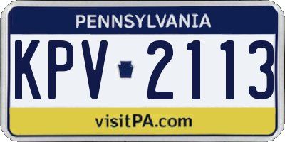 PA license plate KPV2113