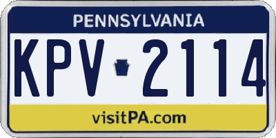 PA license plate KPV2114