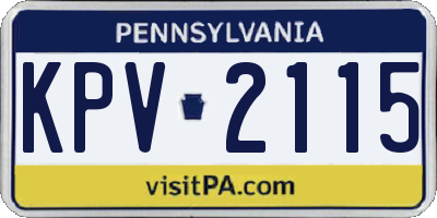 PA license plate KPV2115