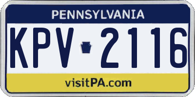 PA license plate KPV2116