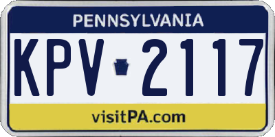 PA license plate KPV2117