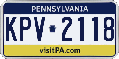 PA license plate KPV2118