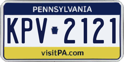 PA license plate KPV2121