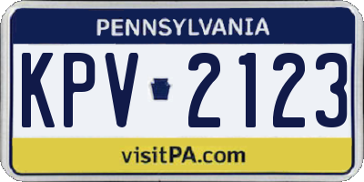 PA license plate KPV2123