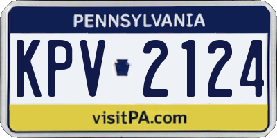PA license plate KPV2124