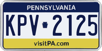 PA license plate KPV2125