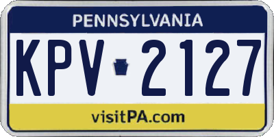PA license plate KPV2127