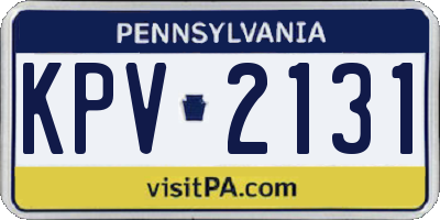 PA license plate KPV2131