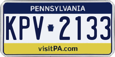 PA license plate KPV2133