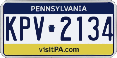 PA license plate KPV2134