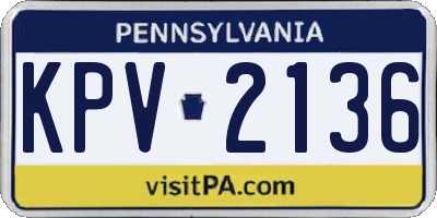 PA license plate KPV2136