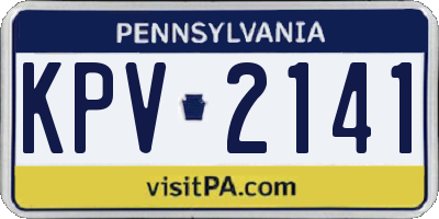 PA license plate KPV2141