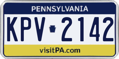 PA license plate KPV2142