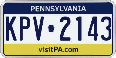 PA license plate KPV2143