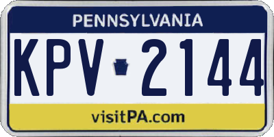 PA license plate KPV2144