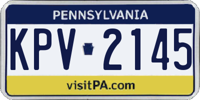 PA license plate KPV2145