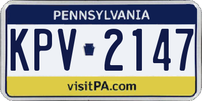 PA license plate KPV2147