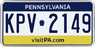 PA license plate KPV2149